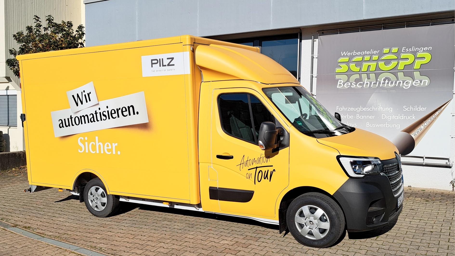 Werbung auf einem Fahrzeug aus Ostfildern.